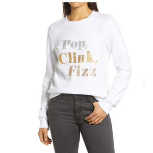 Nordstrom 1901 White Gold Silver Sweatshirt Size LARGE New Years  Pop Clink Fizz